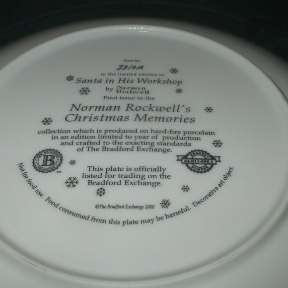 Norman Rockwell Santa In His Workshop Collector's Plate Rare! - Picture 8 of 8